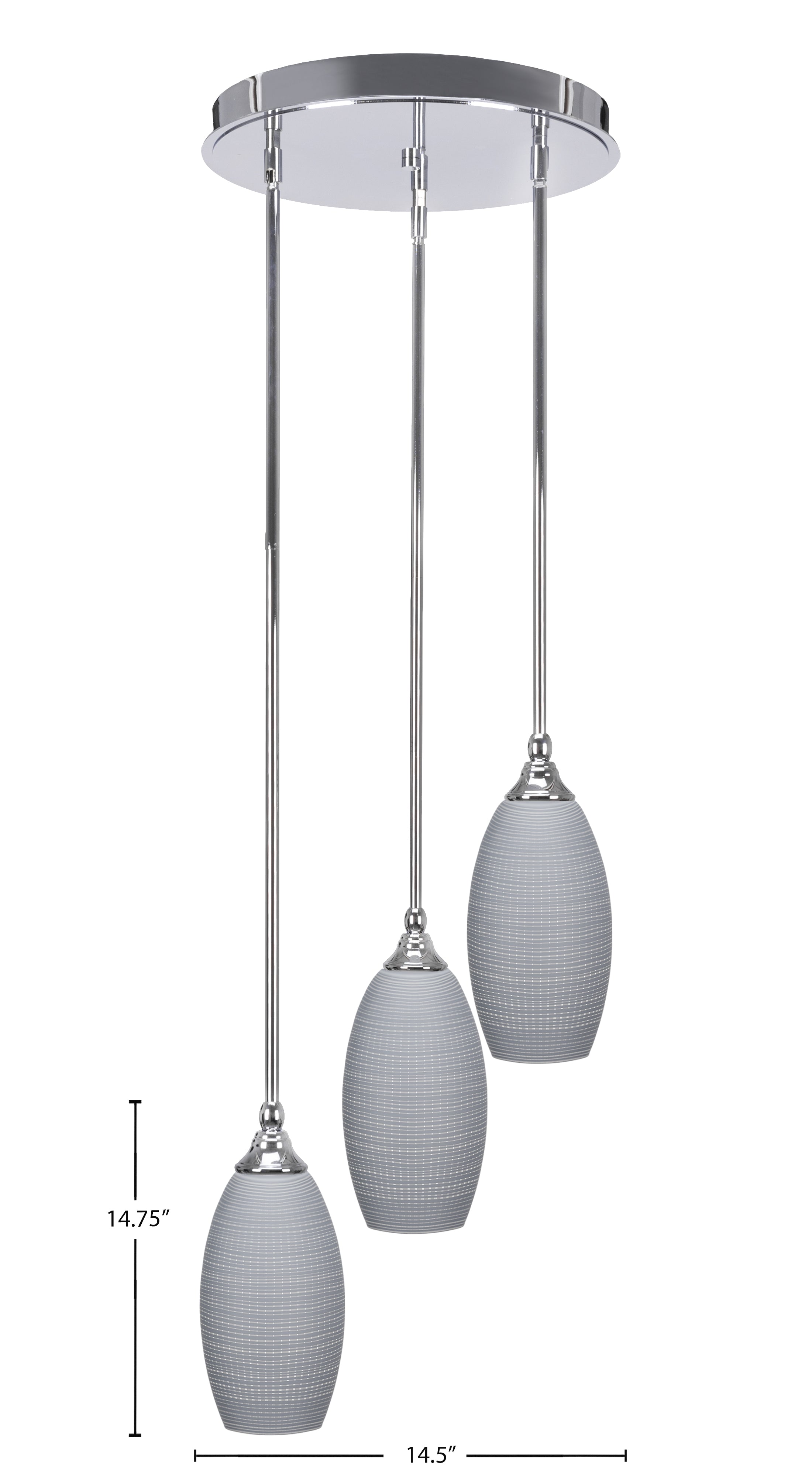 Empire Three Light Cluster Pendalier in Chrome with 5.5" Gray Matrix Shade