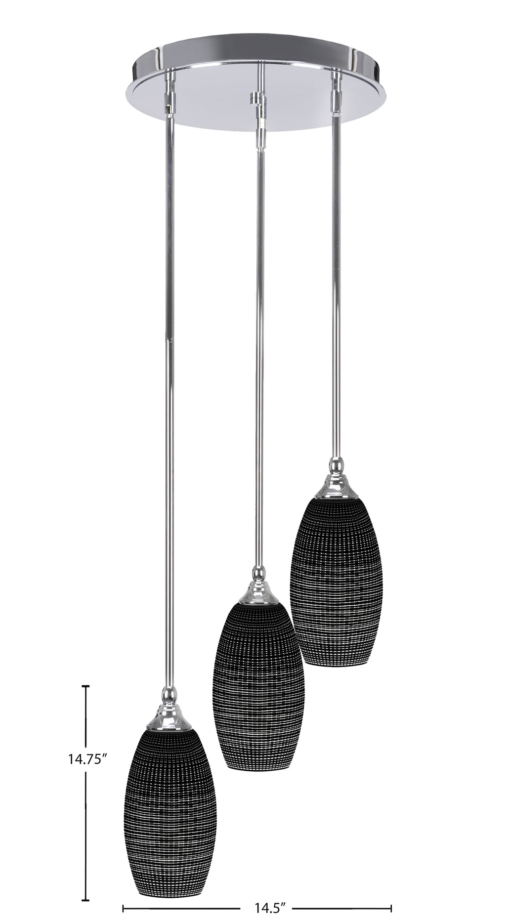 Empire Three Light Cluster Pendalier in Chrome with 5.5" Black Matrix Shade