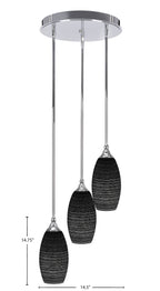 Empire Three Light Cluster Pendalier in Chrome with 5.5" Black Matrix Shade
