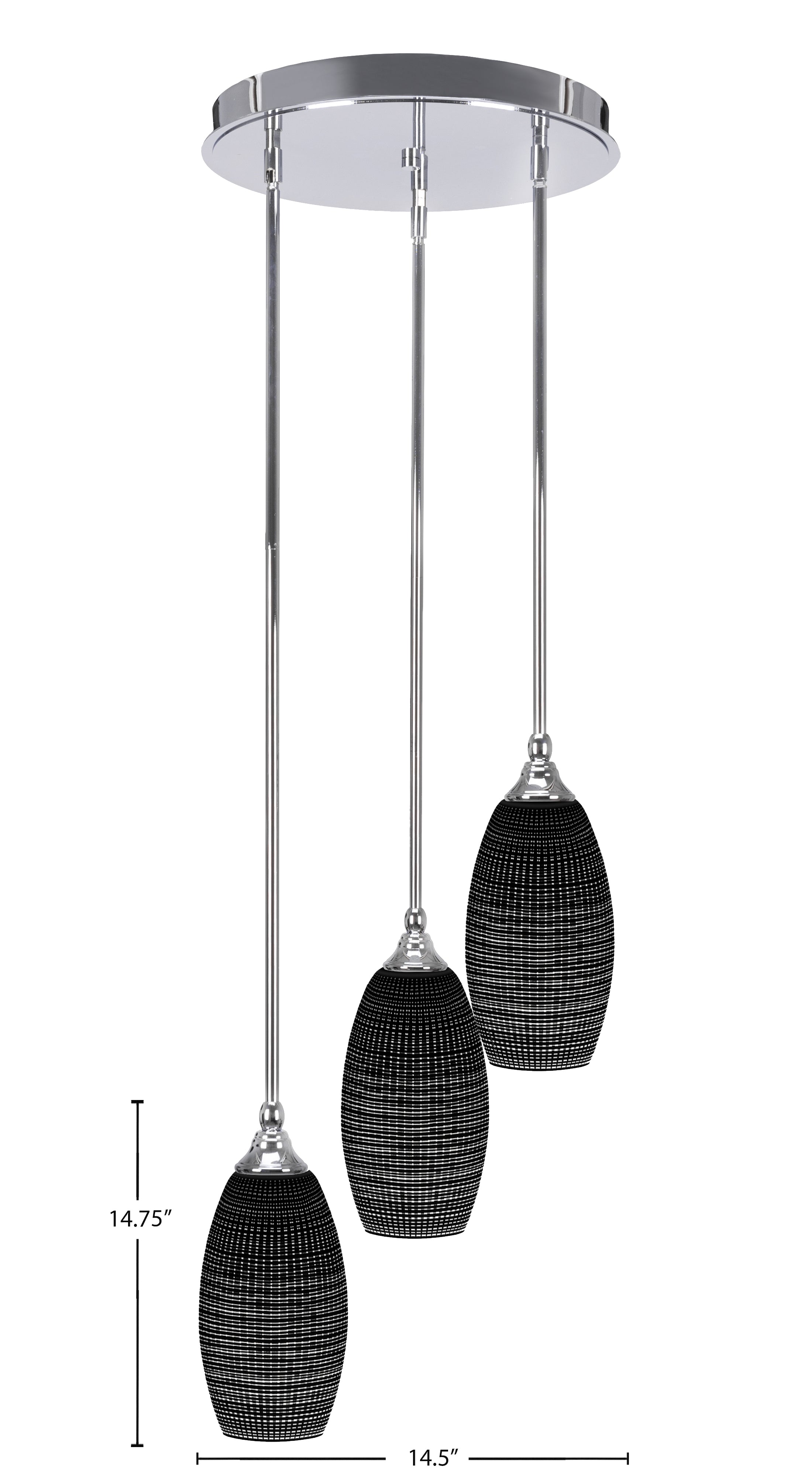 Empire Three Light Cluster Pendalier in Chrome with 5.5" Black Matrix Shade