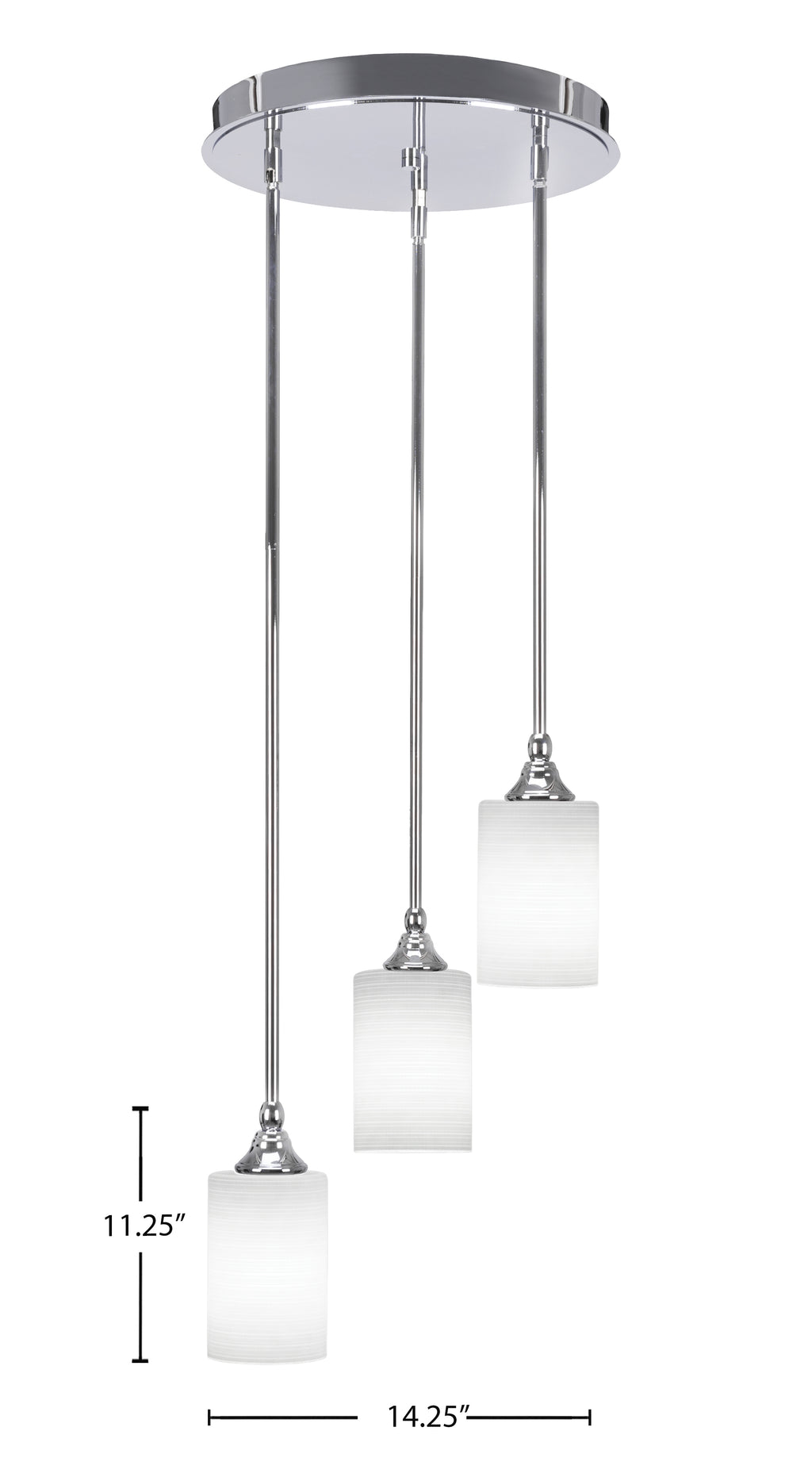 Empire Three Light Cluster Pendalier in Chrome with 4" White Matrix Shade
