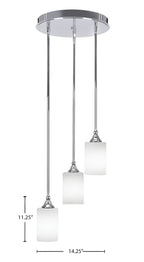 Empire Three Light Cluster Pendalier in Chrome with 4" White Matrix Shade