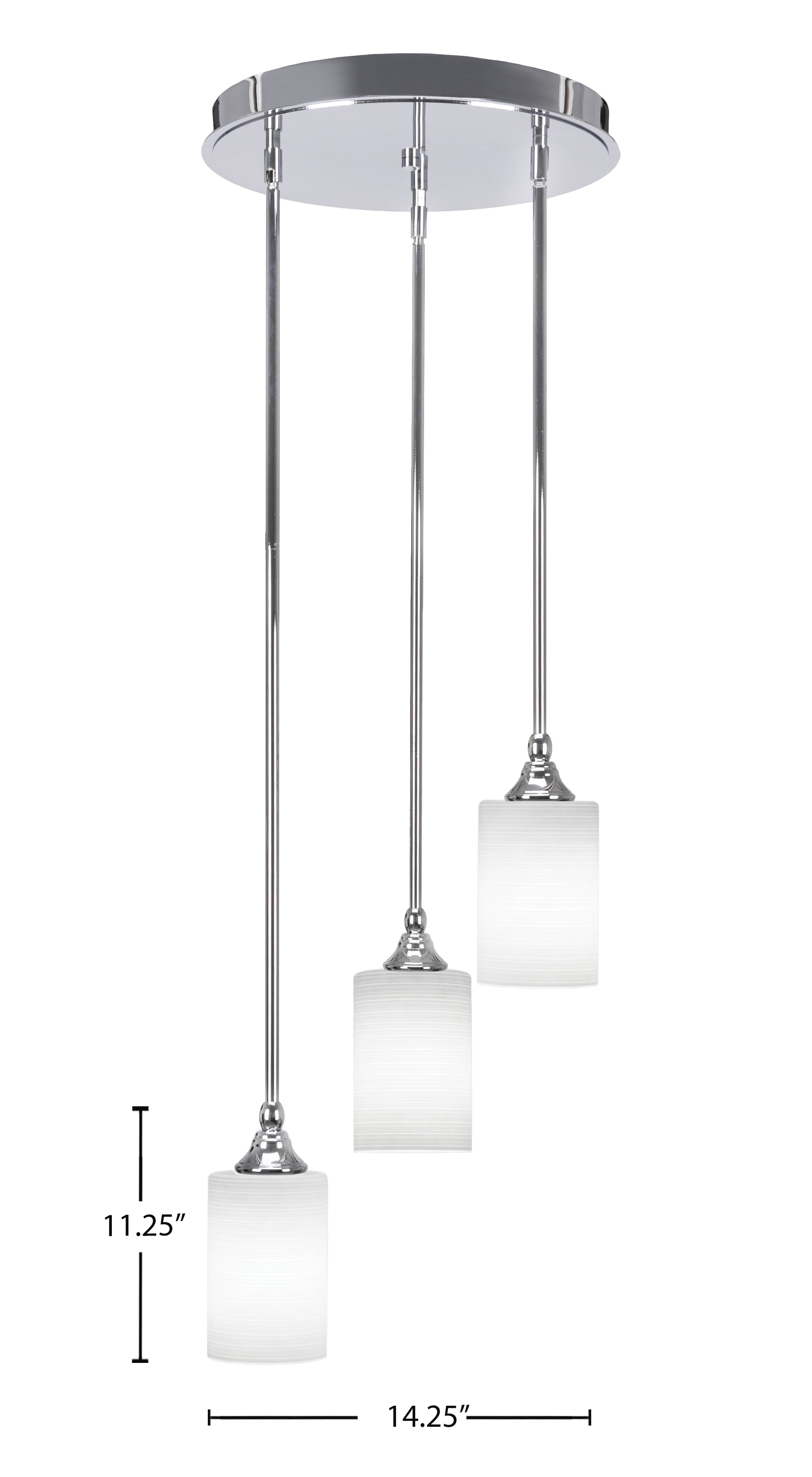 Empire Three Light Cluster Pendalier in Chrome with 4" White Matrix Shade