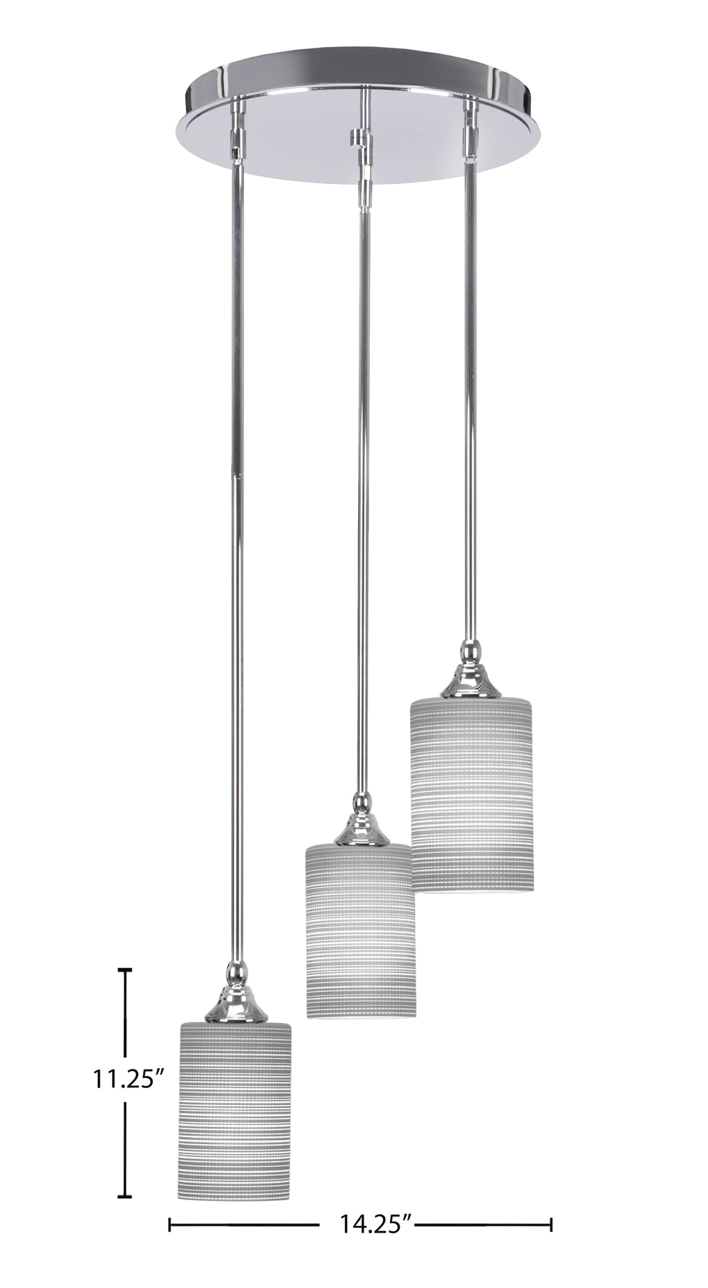 Empire Three Light Cluster Pendalier in Chrome with 4" Gray Matrix Shade
