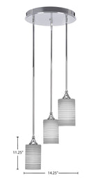 Empire Three Light Cluster Pendalier in Chrome with 4" Gray Matrix Shade