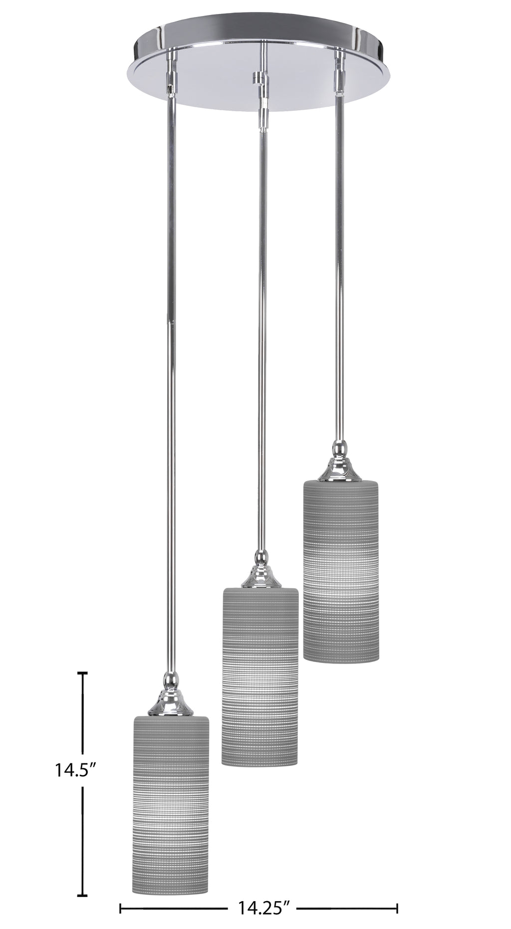 Empire Three Light Cluster Pendalier in Chrome with 4" Gray Matrix Shade