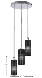 Empire Three Light Cluster Pendalier in Chrome with 4" Black Matrix Shade