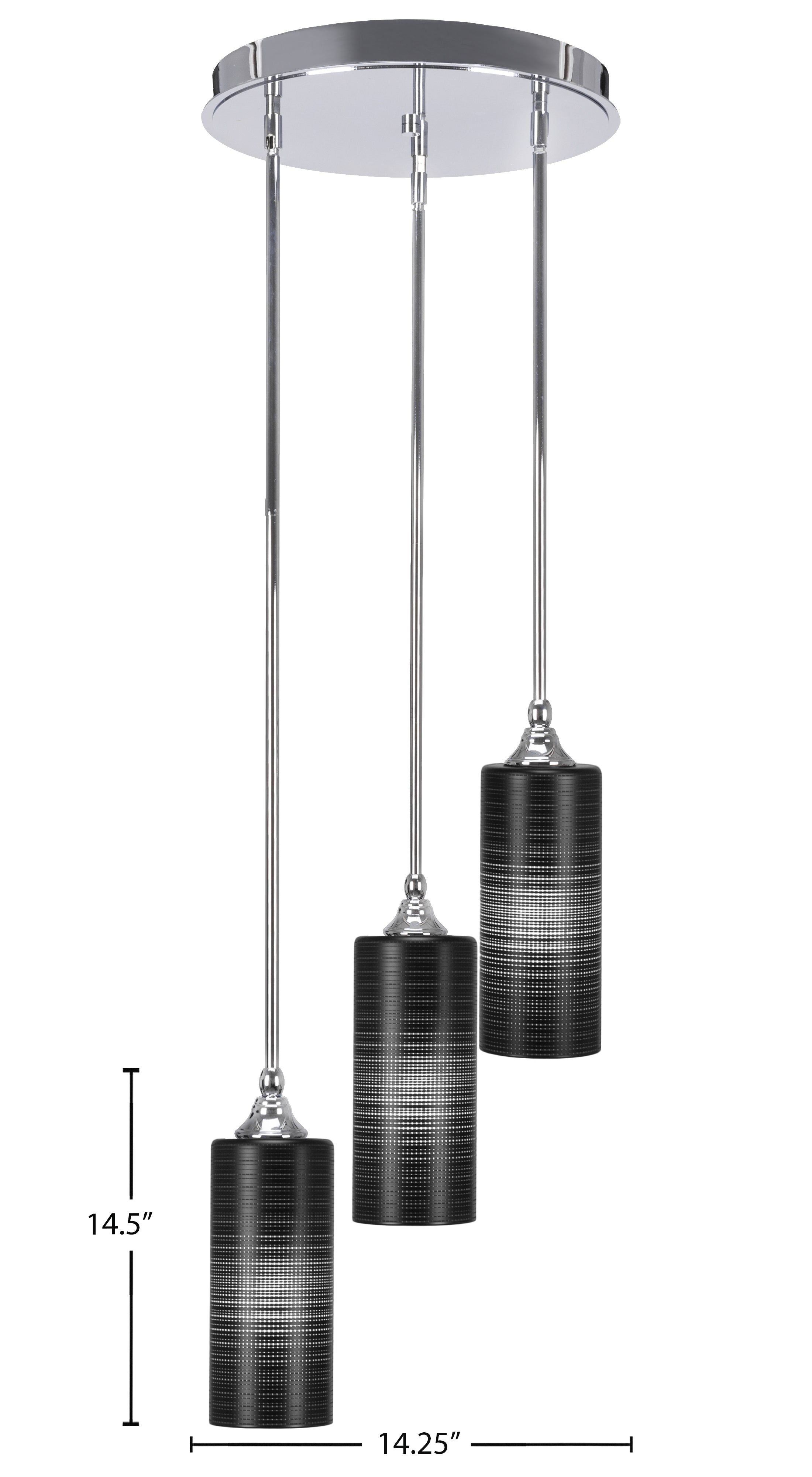 Empire Three Light Cluster Pendalier in Chrome with 4" Black Matrix Shade