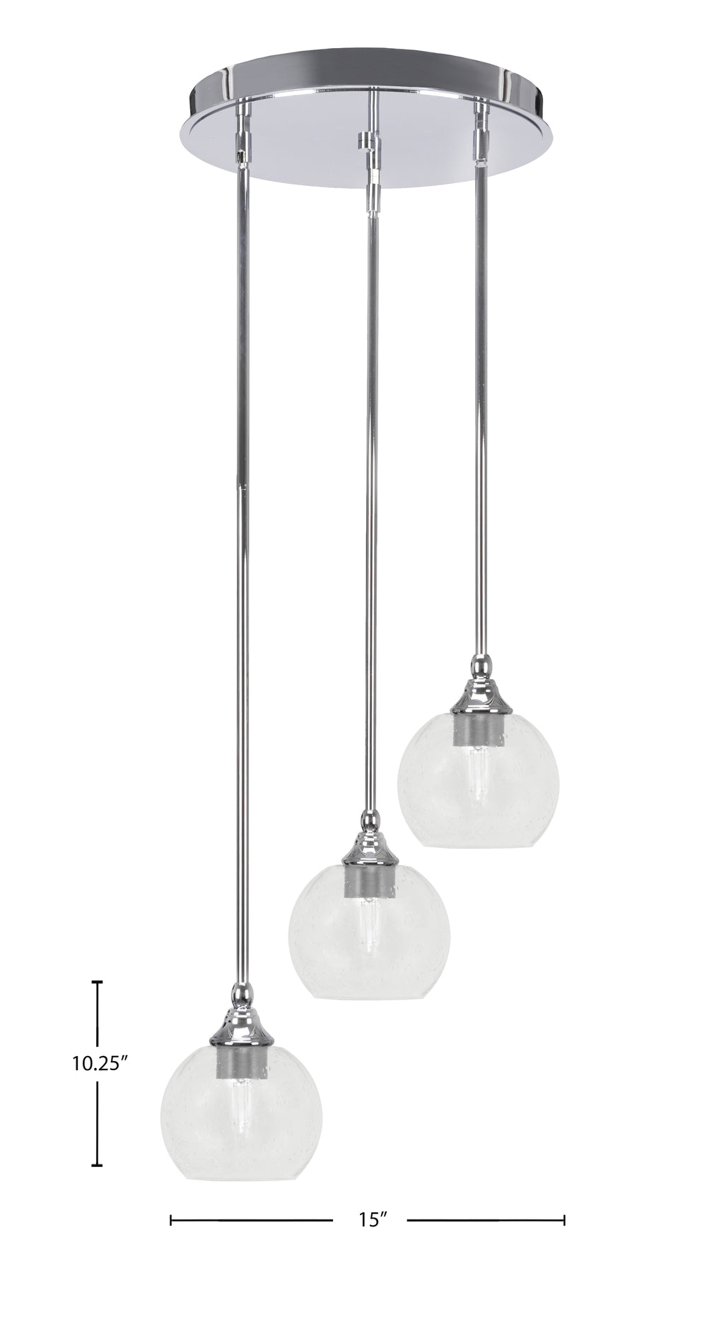 Empire Three Light Cluster Pendalier in Chrome with 5.75" Clear Bubble Shade