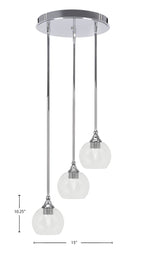 Empire Three Light Cluster Pendalier in Chrome with 5.75" Clear Bubble Shade