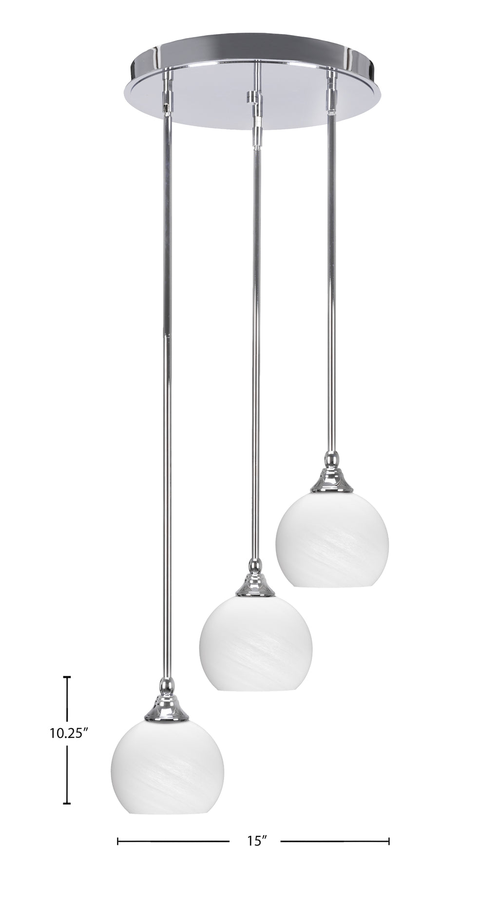 Empire Three Light Cluster Pendalier in Chrome with 5.75" White Marble Shade