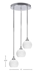 Empire Three Light Cluster Pendalier in Chrome with 5.75" White Marble Shade