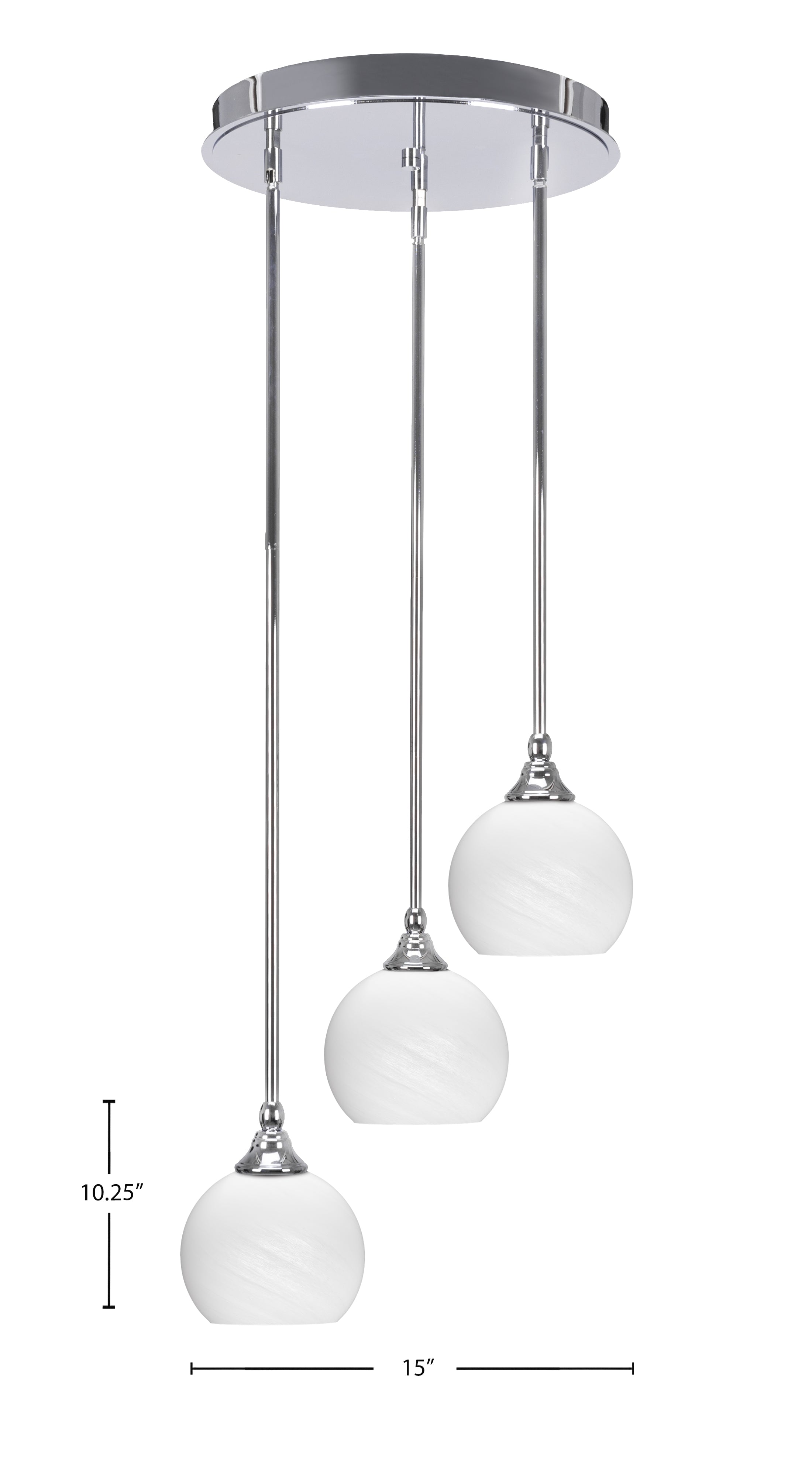 Empire Three Light Cluster Pendalier in Chrome with 5.75" White Marble Shade