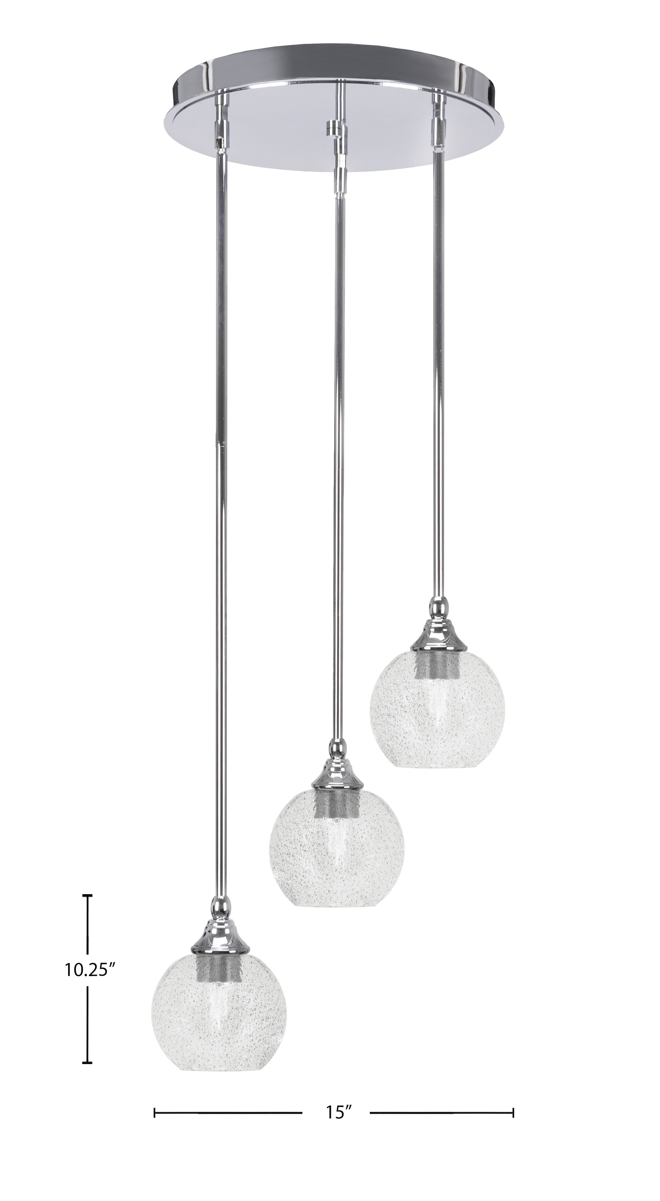 Empire Three Light Cluster Pendalier in Chrome with 5.75" Smoke Bubble Shade
