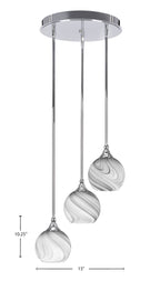 Empire Three Light Cluster Pendalier in Chrome with 5.75" Onyx Swirl Shade