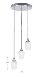 Empire Three Light Cluster Pendalier in Chrome with 5" Clear Textured Shade
