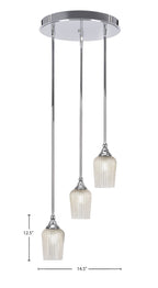 Empire Three Light Cluster Pendalier in Chrome with 5" Silver Textured Shade