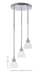 Empire Three Light Cluster Pendalier in Chrome with 6.25" Clear Bubble Shade