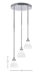 Empire Three Light Cluster Pendalier in Chrome with 6.25" White Marble Shade