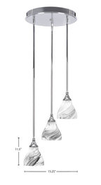 Empire Three Light Cluster Pendalier in Chrome with 6.25" Onyx Swirl Shade
