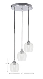 Empire Three Light Cluster Pendalier in Chrome with 6" Clear Bubble Shade