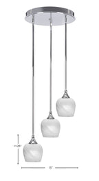 Empire Three Light Cluster Pendalier in Chrome with 6" White Marble Shade