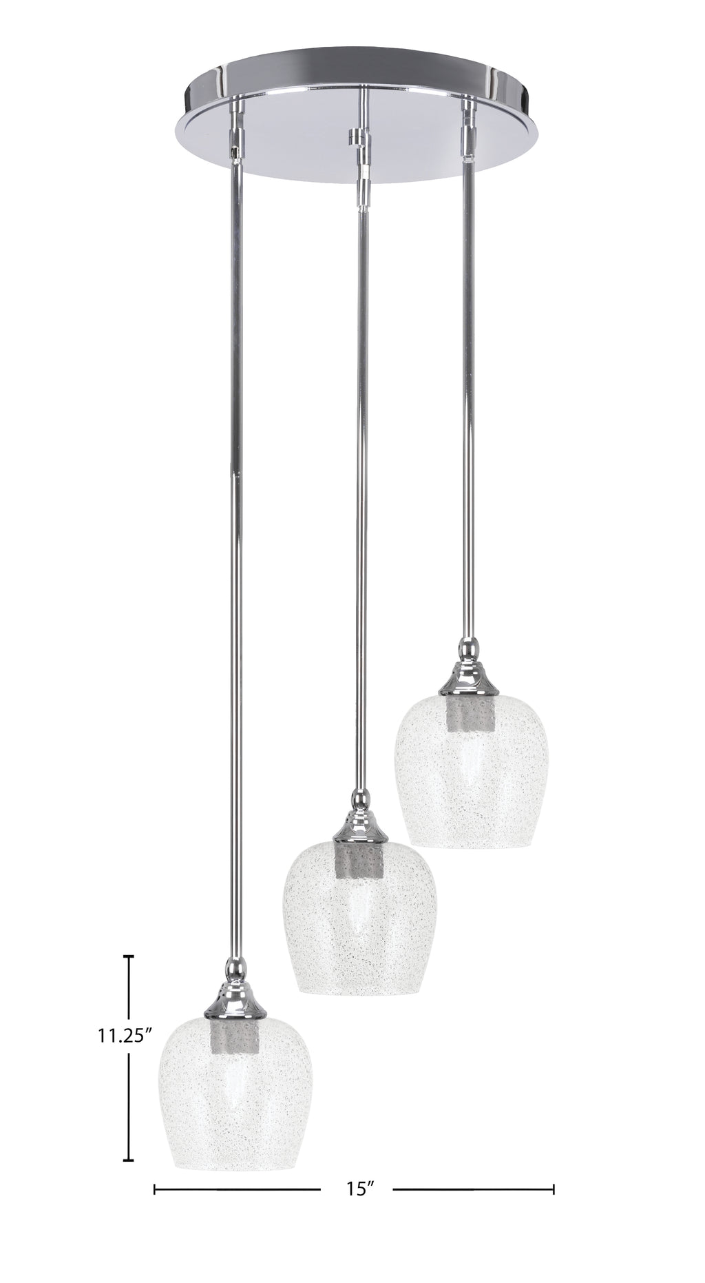 Empire Three Light Cluster Pendalier in Chrome with 6" Smoke Bubble Shade