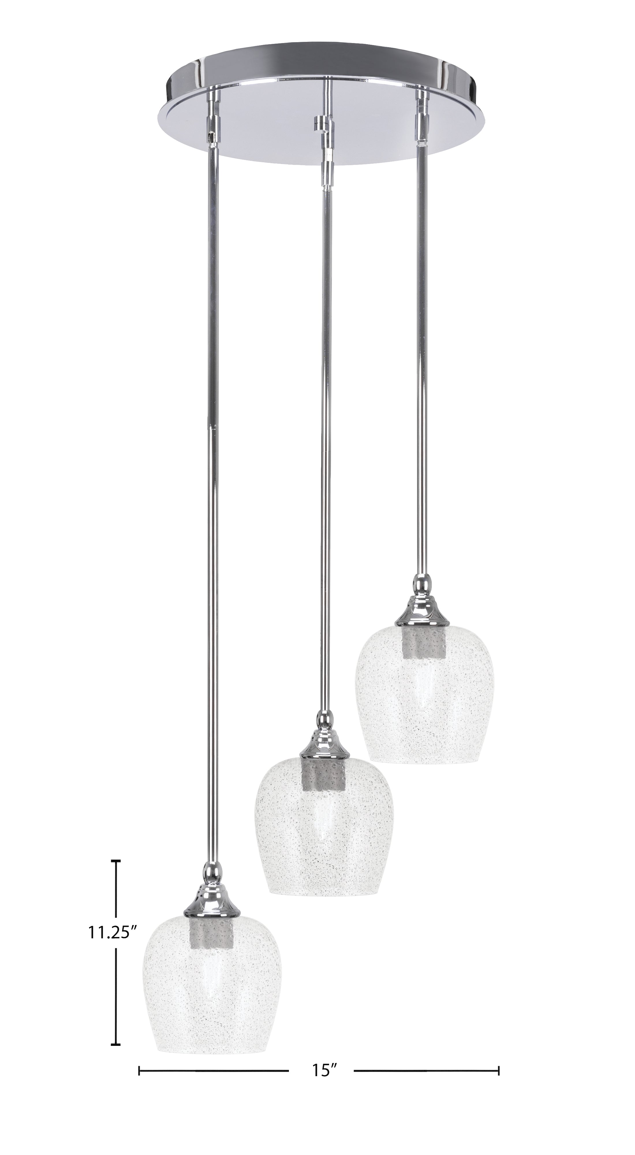 Empire Three Light Cluster Pendalier in Chrome with 6" Smoke Bubble Shade