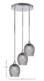 Empire Three Light Cluster Pendalier in Chrome with 7.5" Smoke Textured Shade