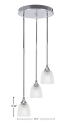 Empire Three Light Cluster Pendalier in Chrome with 5" Clear Ribbed Shade