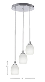 Empire Three Light Cluster Pendalier in Chrome with 5" White Linen Shade