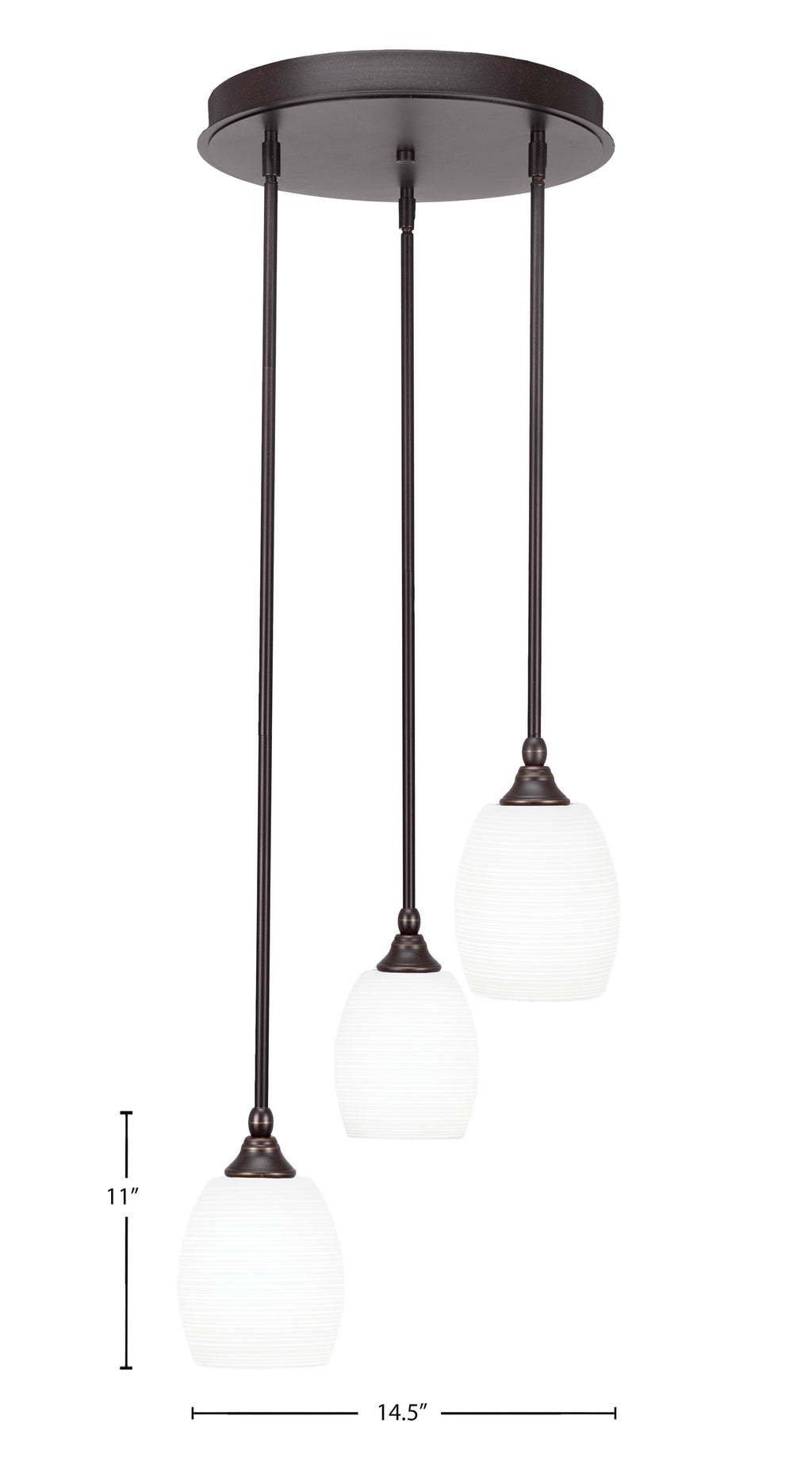 Empire Three Light Cluster Pendalier in Dark Granite with 5" White Matrix Shade