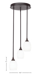 Empire Three Light Cluster Pendalier in Dark Granite with 5" White Matrix Shade