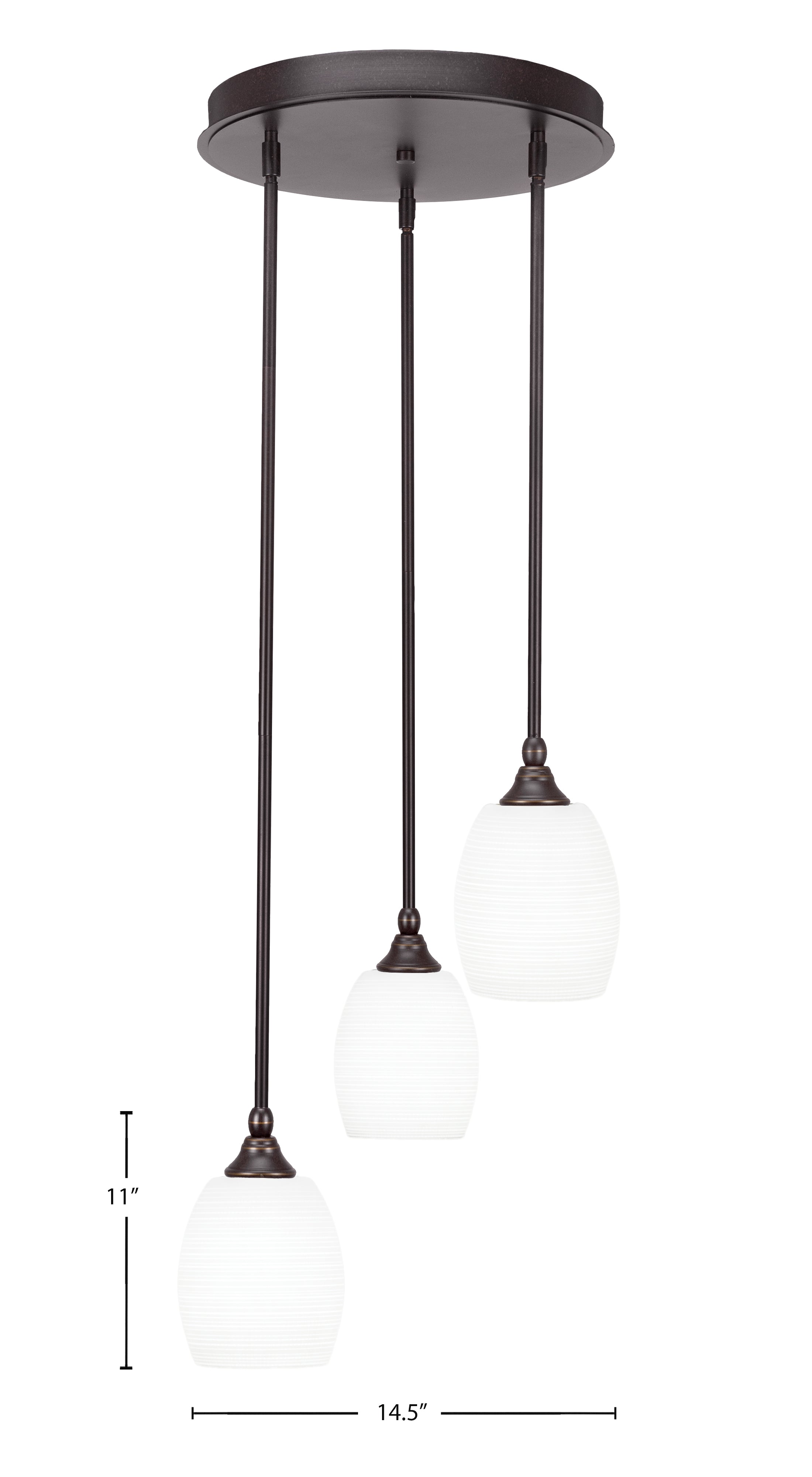 Empire Three Light Cluster Pendalier in Dark Granite with 5" White Matrix Shade