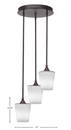 Empire Three Light Cluster Pendalier in Dark Granite with 6" White Matrix Shade