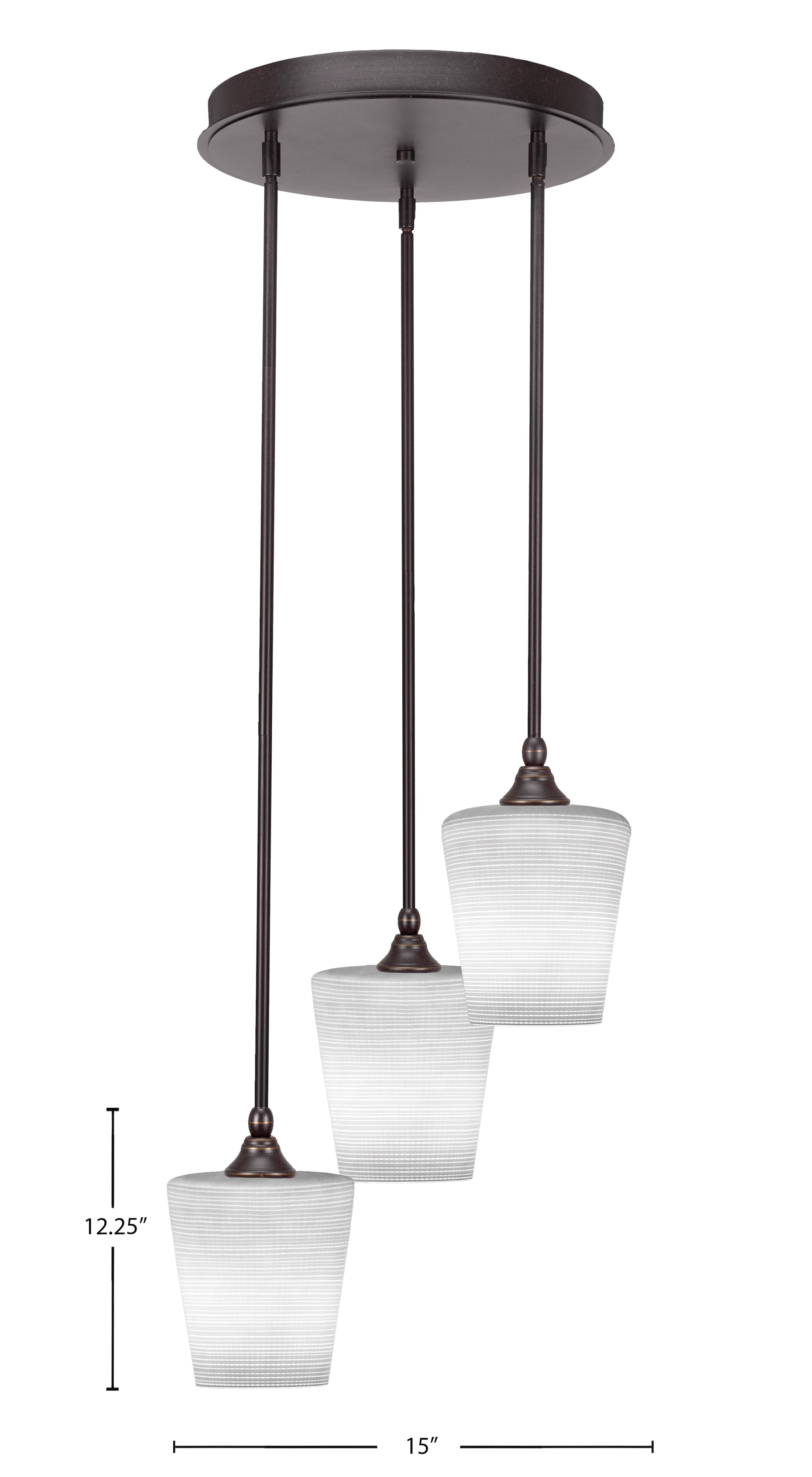 Empire Three Light Cluster Pendalier in Dark Granite with 6" White Matrix Shade