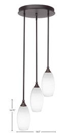 Empire Three Light Cluster Pendalier in Dark Granite with 5.5" White Matrix Shade