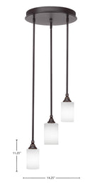 Empire Three Light Cluster Pendalier in Dark Granite with 4" White Matrix Shade