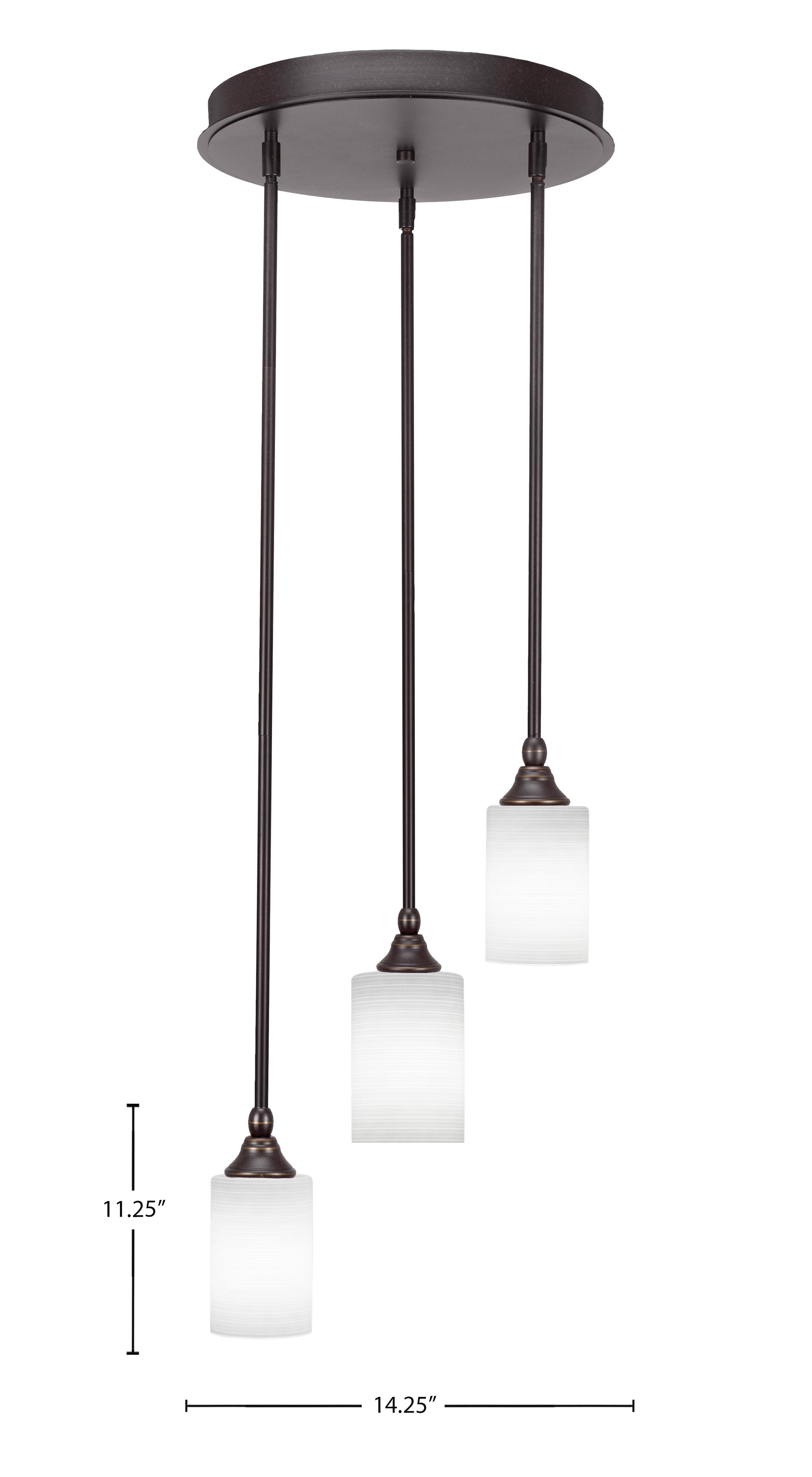 Empire Three Light Cluster Pendalier in Dark Granite with 4" White Matrix Shade