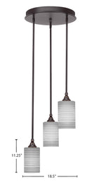 Empire Three Light Cluster Pendalier in Dark Granite with 4" Gray Matrix Shade