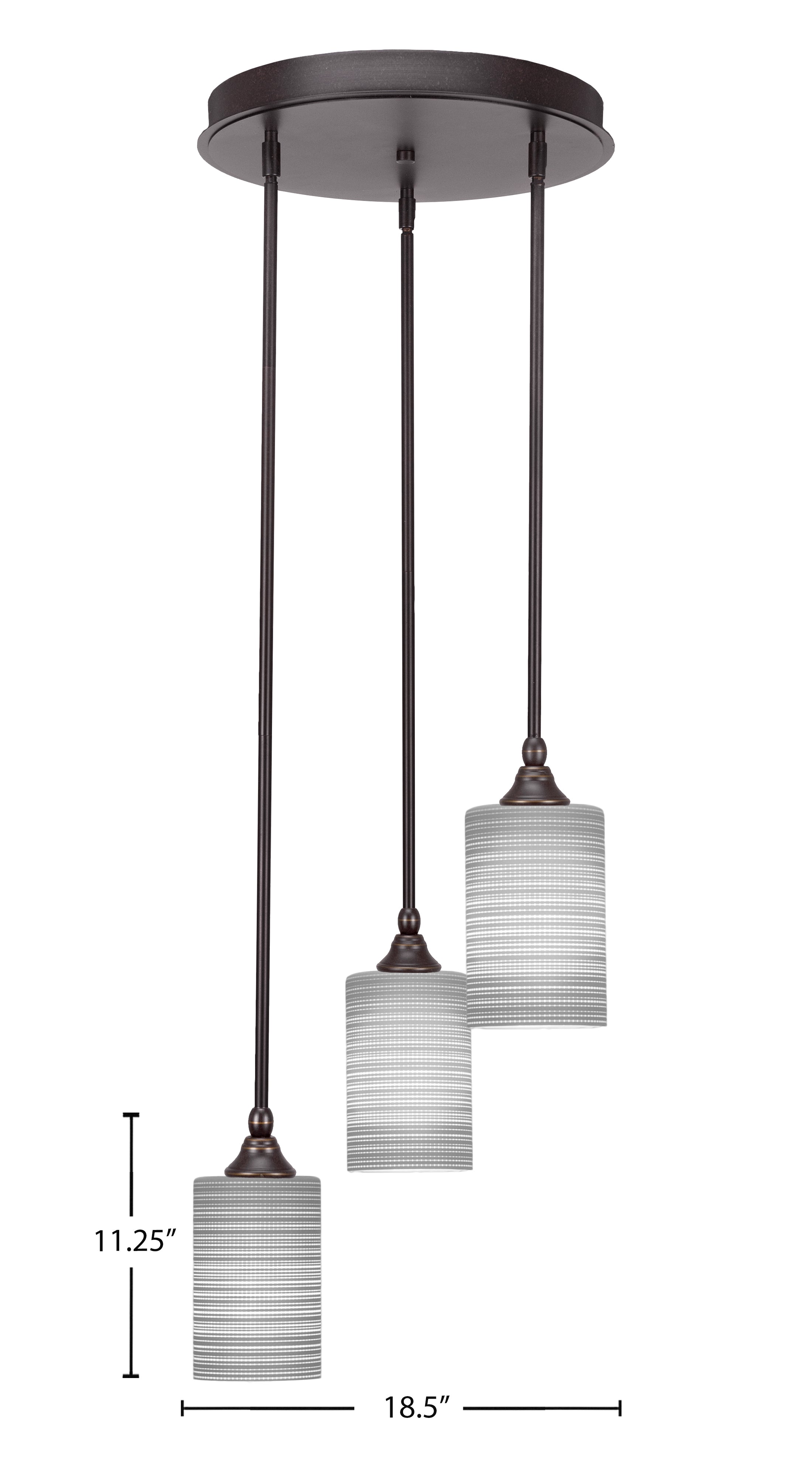 Empire Three Light Cluster Pendalier in Dark Granite with 4" Gray Matrix Shade