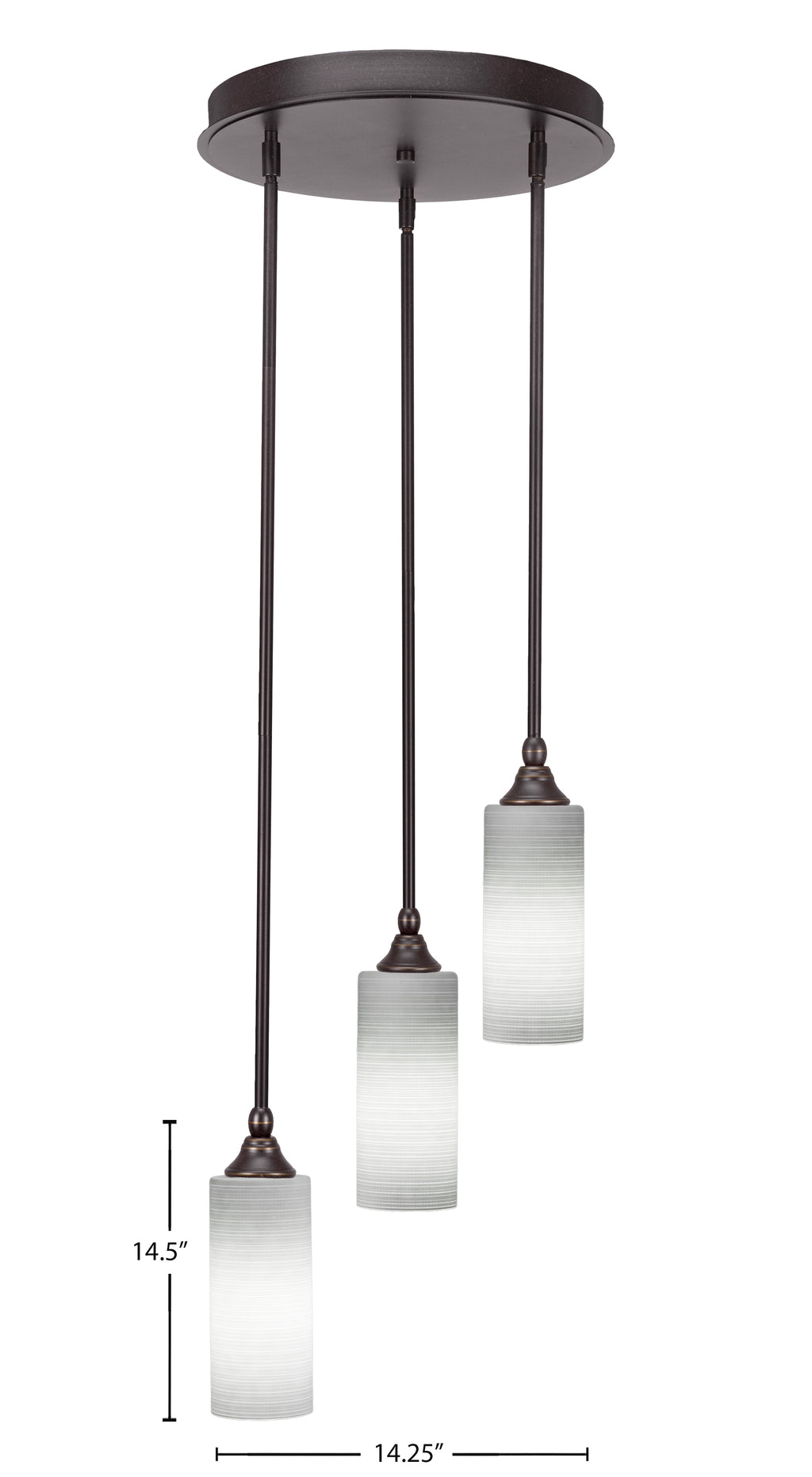 Empire Three Light Cluster Pendalier in Dark Granite with 4" White Matrix Shade
