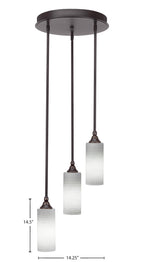 Empire Three Light Cluster Pendalier in Dark Granite with 4" White Matrix Shade