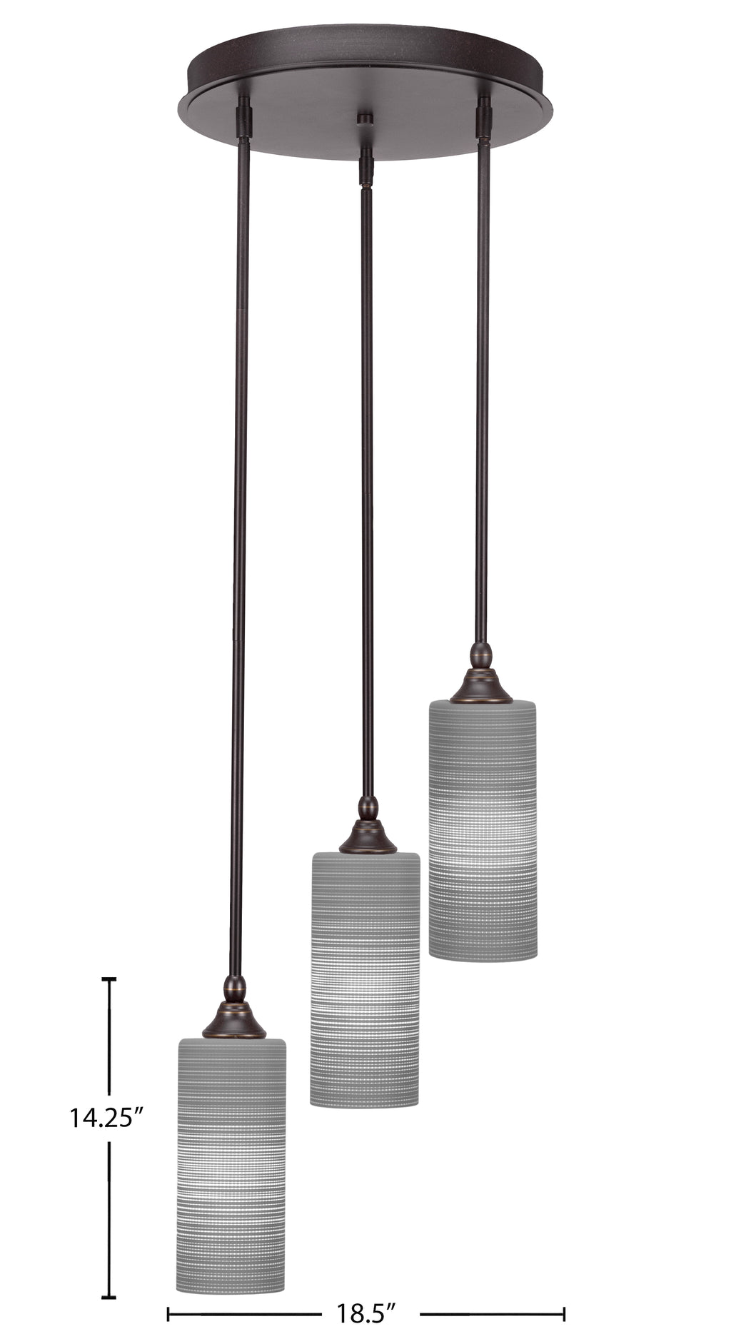 Empire Three Light Cluster Pendalier in Dark Granite with 4" Gray Matrix Shade