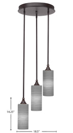 Empire Three Light Cluster Pendalier in Dark Granite with 4" Gray Matrix Shade
