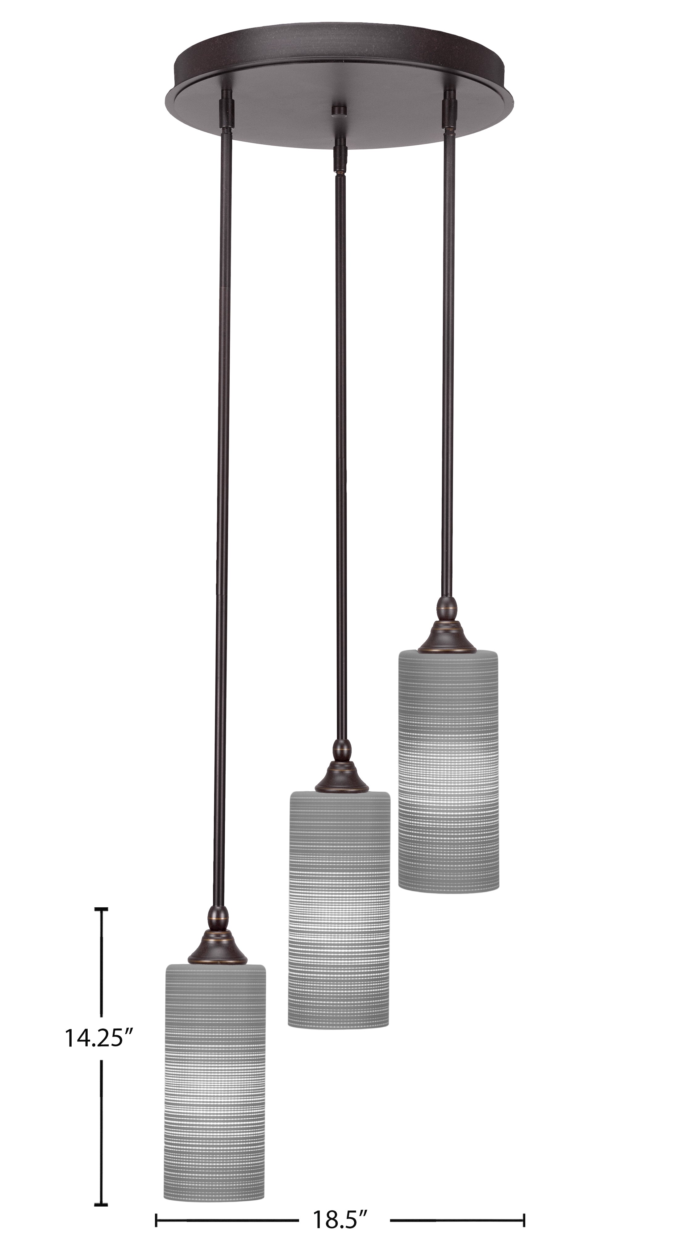 Empire Three Light Cluster Pendalier in Dark Granite with 4" Gray Matrix Shade