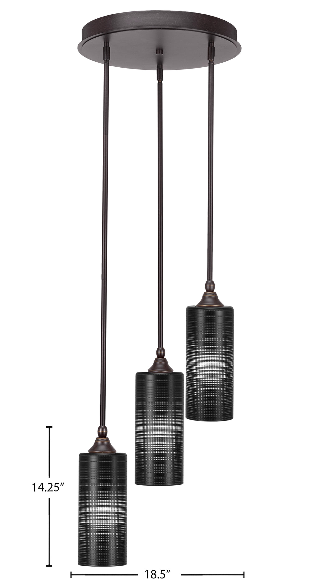 Empire Three Light Cluster Pendalier in Dark Granite with 4" Black Matrix Shade