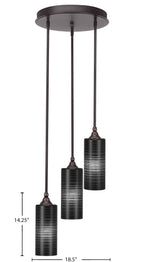 Empire Three Light Cluster Pendalier in Dark Granite with 4" Black Matrix Shade