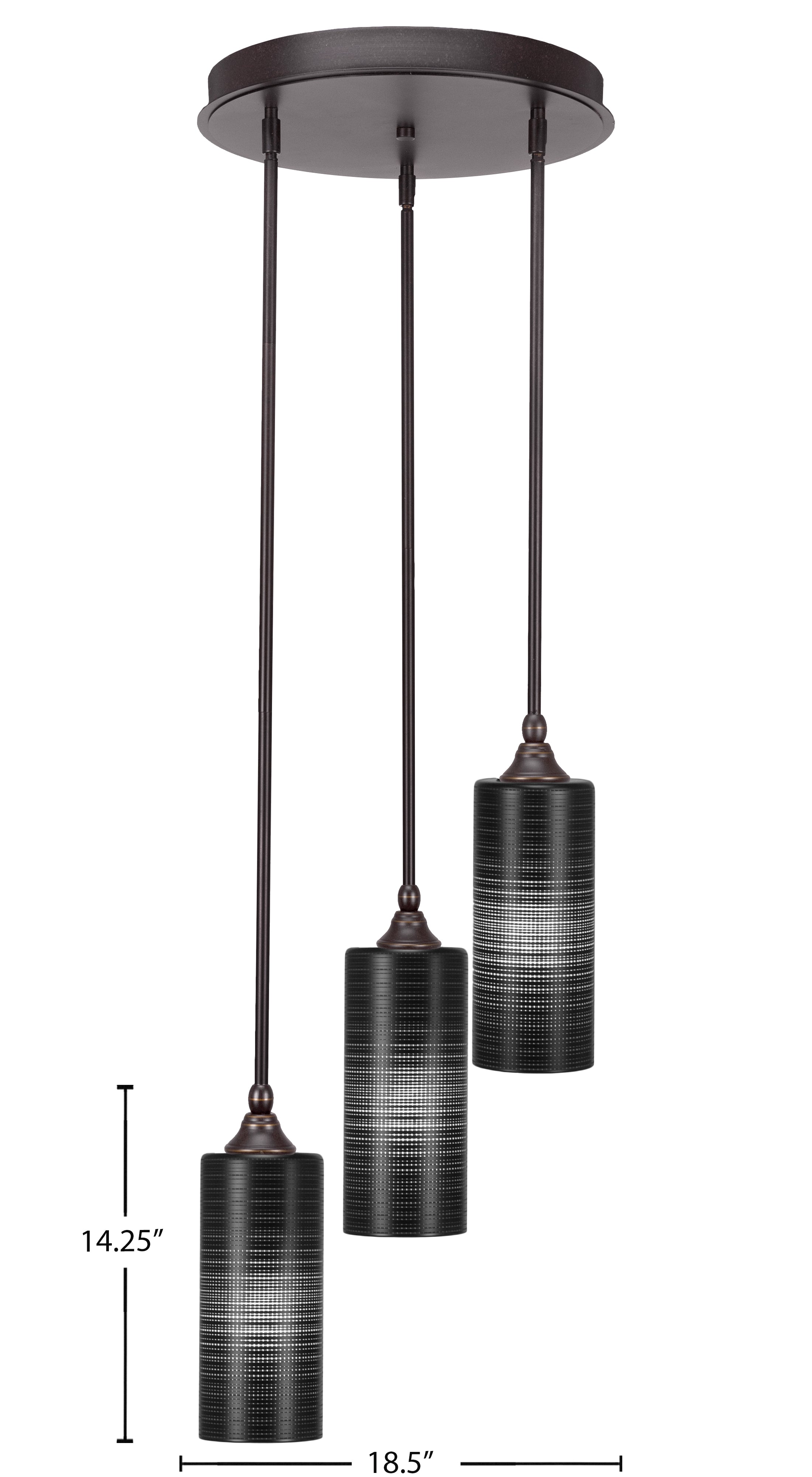 Empire Three Light Cluster Pendalier in Dark Granite with 4" Black Matrix Shade