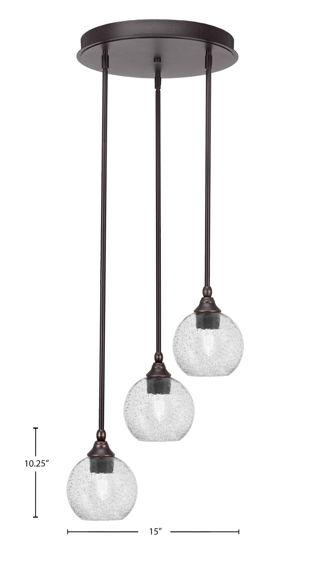 Empire Three Light Cluster Pendalier in Dark Granite with 5.75" Smoke Bubble Shade